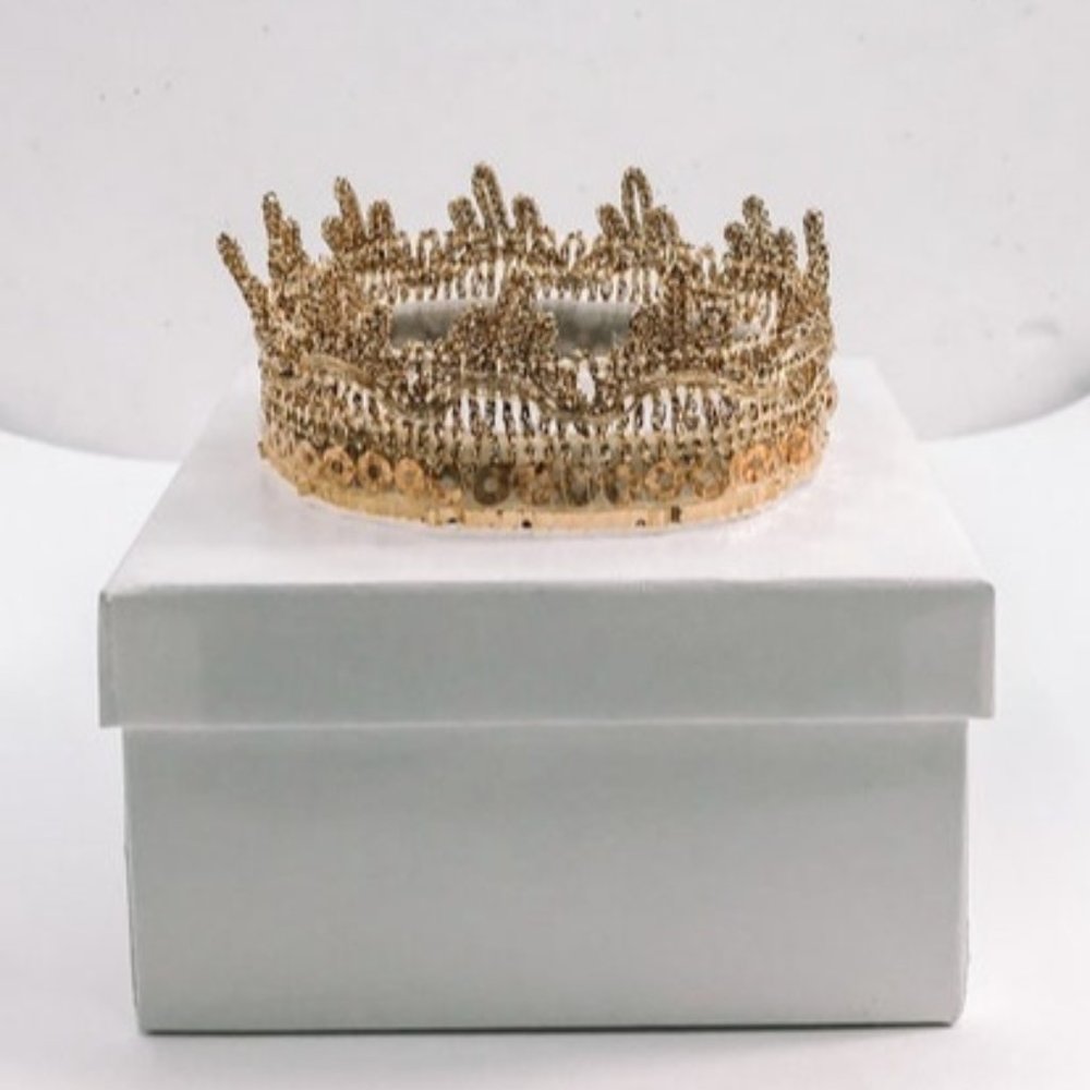 Newborn Lace Crown for Photoshoot | Gold Crochet Crown